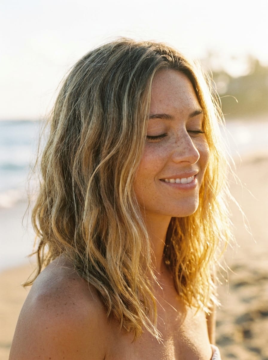 Long Bob mit Beach Waves - Long Bob Frisur